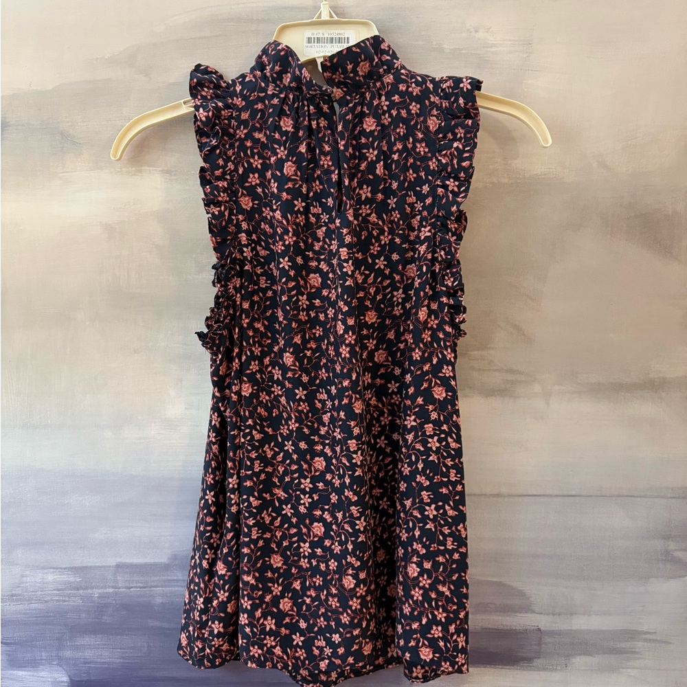 Frame Sleeveless Floral Silk Blouse with Ruffle Detail NWOT - Picture 4 of 5